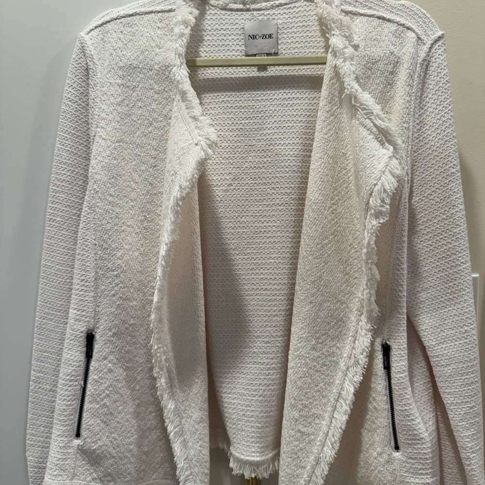 NIC+ZOE Ivory Waffle Knit Cardigan